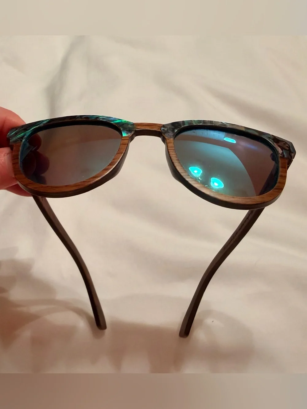 SLYK • Beachcomber • Abalone and Black Walnut Sunglasses • Lens color Smoke